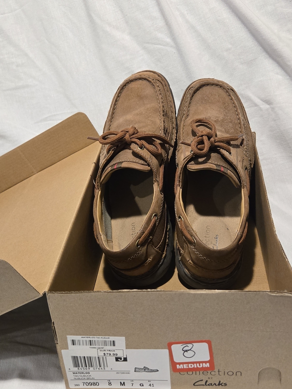 Clarks Men’s Brown Leather Boat Shoes - Size 8 Medium